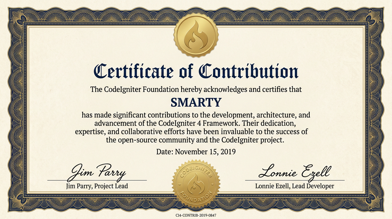 CodeIgniter 4 — წვლილის აღიარება